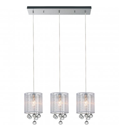  Radiant 3 Light Multi Light Pendant With Chrome Finish (5062P24C-3 (Clear + W)) - CWI