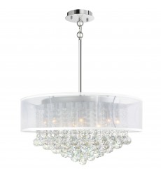  Radiant 12 Light Drum Shade Chandelier With Chrome Finish (5062P24C (Clear + W)) - CWI