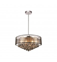  Radiant 12 Light Drum Shade Chandelier With Chrome Finish (5062P24C (Smoke + B)) - CWI