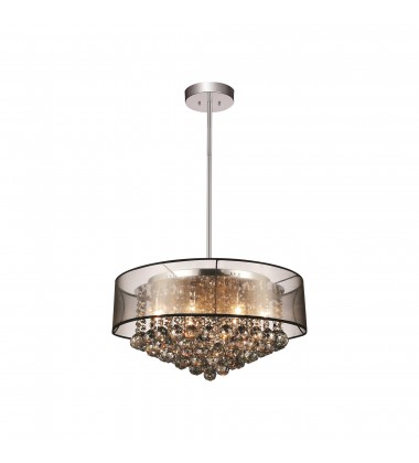  Radiant 12 Light Drum Shade Chandelier With Chrome Finish (5062P24C (Smoke + B)) - CWI