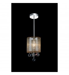 Radiant 1 Light Drum Shade Mini Pendant With Chrome Finish (5062P6C-1 (Clear + G)) - CWI