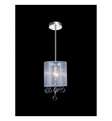  Radiant 1 Light Drum Shade Mini Pendant With Chrome Finish (5062P6C-1 (Clear + W)) - CWI