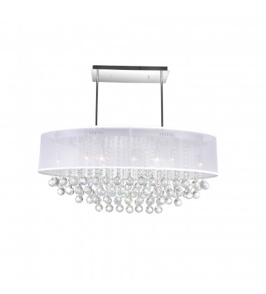  Radiant 9 Light Drum Shade Chandelier With Chrome Finish (5063P36C (Clear+ W)) - CWI