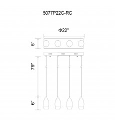  Perrier 4 Light Multi Light Pendant With Chrome Finish (5077P22C-RC) - CWI
