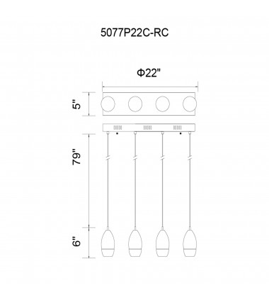 Perrier 4 Light Multi Light Pendant With Chrome Finish (5077P22C-RC) - CWI