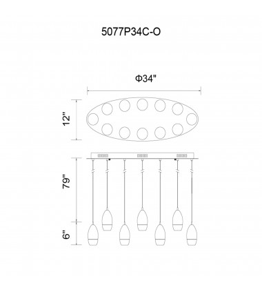  Perrier 12 Light Multi Light Pendant With Chrome Finish (5077P34C-O) - CWI