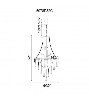  Vast 17 Light Down Chandelier With Chrome Finish (5078P32C (Clear)) - CWI