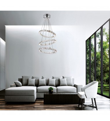 Ring LED Chandelier With Chrome Finish (5080P16ST-3R) - CWI Ring LED Chandelier With Chrome Finish (5080P16ST-3R) - CWI