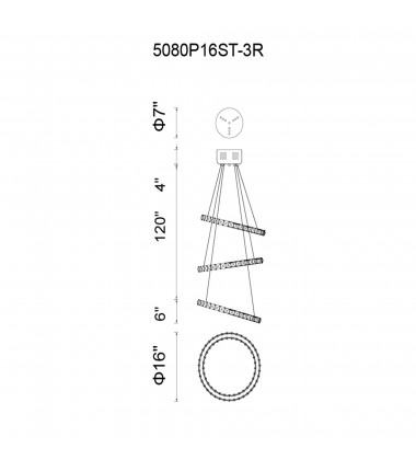 Ring LED Chandelier With Chrome Finish (5080P16ST-3R) - CWI Ring LED Chandelier With Chrome Finish (5080P16ST-3R) - CWI