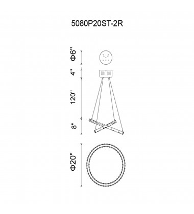  Ring LED Chandelier With Chrome Finish (5080P20ST-2R) - CWI