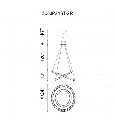  Ring LED Chandelier With Chrome Finish (5080P24ST-2R) - CWI