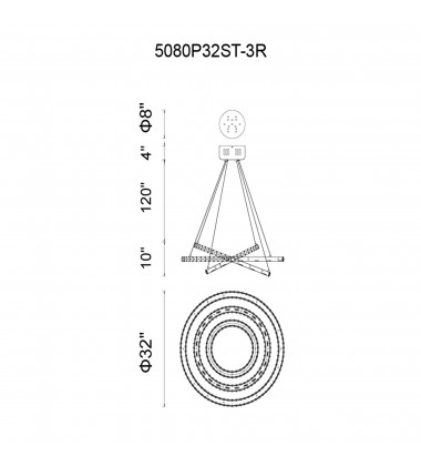  Ring LED Chandelier With Chrome Finish (5080P32ST-3R) - CWI