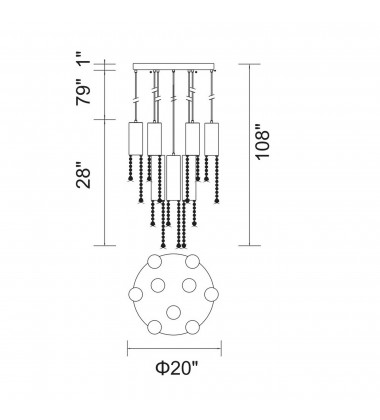  Extended 9 Light Multi Light Pendant With Chrome Finish (5081P20C-R) - CWI
