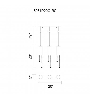 Extended 3 Light Multi Light Pendant With Chrome Finish (5081P20C-RC) - CWI Extended 3 Light Multi Light Pendant With Chrome Finish (5081P20C-RC) - CWI