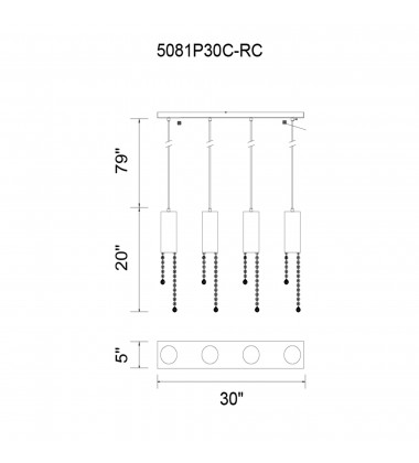  Extended 4 Light Multi Light Pendant With Chrome Finish (5081P30C-RC) - CWI