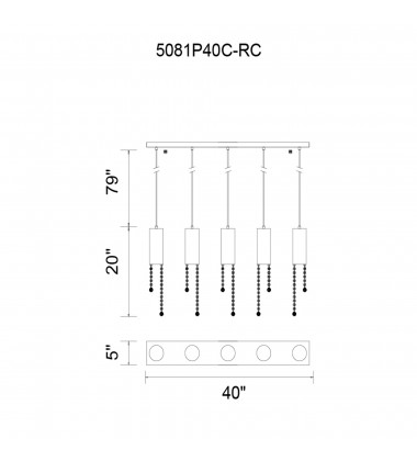  Extended 5 Light Multi Light Pendant With Chrome Finish (5081P40C-RC) - CWI