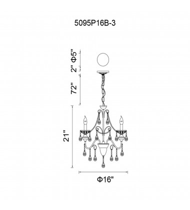 Keen 3 Light Up Chandelier With Black Finish (5095P16B-3) - CWI Keen 3 Light Up Chandelier With Black Finish (5095P16B-3) - CWI