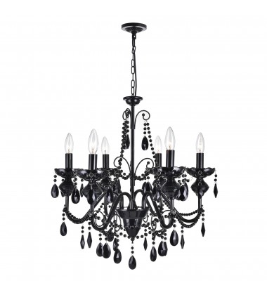  Keen 6 Light Up Chandelier With Black Finish (5095P22B-6) - CWI