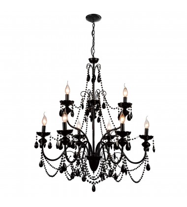 Keen 9 Light Up Chandelier With Black Finish (5095P32B-9) - CWI