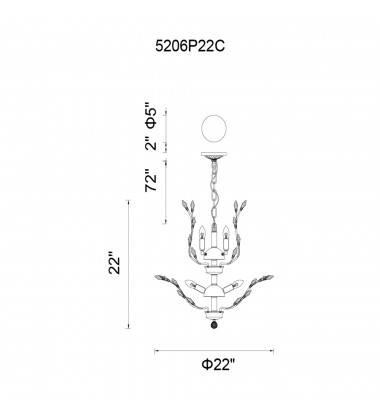  Ivy 6 Light Chandelier With Chrome Finish (5206P22C) - CWI