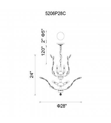  Ivy 9 Light Chandelier With Chrome Finish (5206P28C) - CWI
