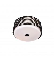  Checkered 2 Light Drum Shade Flush Mount With Black Finish (5209C15B) - CWI