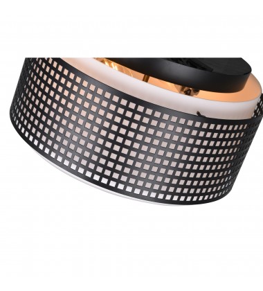 Checkered 2 Light Drum Shade Flush Mount With Black Finish (5209C15B) - CWI Checkered 2 Light Drum Shade Flush Mount With Black Finish (5209C15B) - CWI