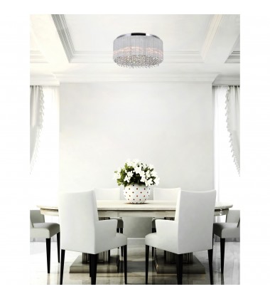 Spring Morning 6 Light Drum Shade Flush Mount With Chrome Finish (5319C14C-R) - CWI  Spring Morning 6 Light Drum Shade Flush Mount With Chrome Finish (5319C14C-R) - CWI