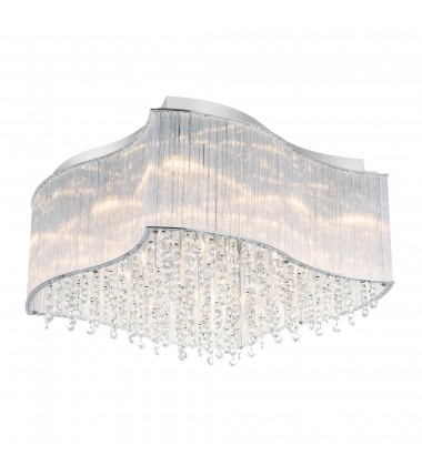  Elsa 10 Light Drum Shade Flush Mount With Chrome Finish (5320C20C-S) - CWI