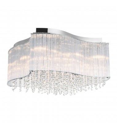  Elsa 10 Light Drum Shade Flush Mount With Chrome Finish (5320C20C-S) - CWI