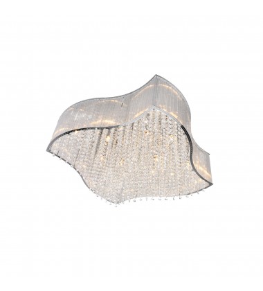 Elsa 12 Light Drum Shade Flush Mount With Chrome Finish (5320C26C-S) - CWI Elsa 12 Light Drum Shade Flush Mount With Chrome Finish (5320C26C-S) - CWI