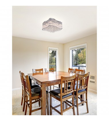 Elsa 12 Light Drum Shade Flush Mount With Chrome Finish (5320C26C-S) - CWI Elsa 12 Light Drum Shade Flush Mount With Chrome Finish (5320C26C-S) - CWI