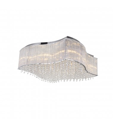  Elsa 12 Light Drum Shade Flush Mount With Chrome Finish (5320C26C-S) - CWI