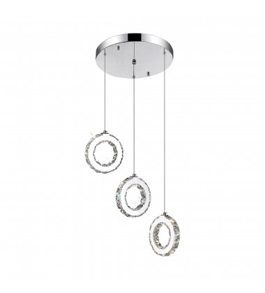  Ring LED Multi Light Pendant With Chrome Finish (5417P16ST-R) - CWI