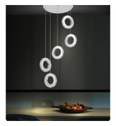  Ring LED Multi Light Pendant With Chrome Finish (5417P20ST-R) - CWI