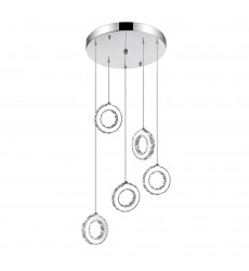  Ring LED Multi Light Pendant With Chrome Finish (5417P20ST-R) - CWI