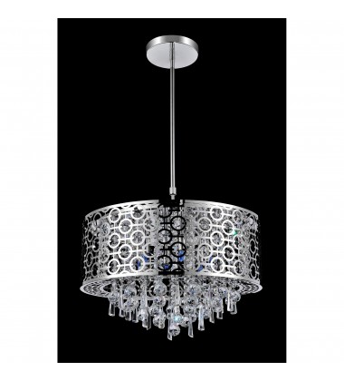  Galant 5 Light Drum Shade Chandelier With Chrome Finish (5430P16ST-R) - CWI