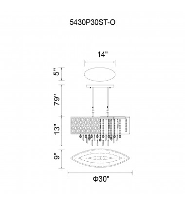  Galant 5 Light Drum Shade Chandelier With Chrome Finish (5430P30ST-O) - CWI