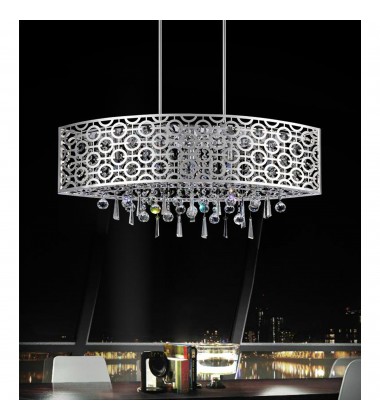  Galant 5 Light Drum Shade Chandelier With Chrome Finish (5430P30ST-O) - CWI