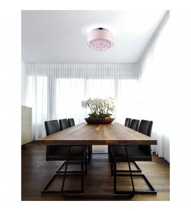  Dash 3 Light Drum Shade Flush Mount With Chrome Finish (5443C14C (Off White)) - CWI