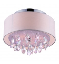  Dash 3 Light Drum Shade Flush Mount With Chrome Finish (5443C14C (Off White)) - CWI
