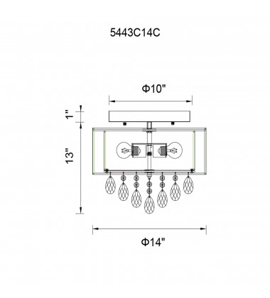  Dash 3 Light Drum Shade Flush Mount With Chrome Finish (5443C14C (Off White)) - CWI