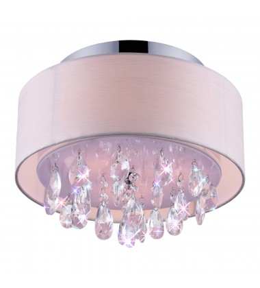 Dash 3 Light Drum Shade Flush Mount With Chrome Finish (5443C14C (Off White)) - CWI
