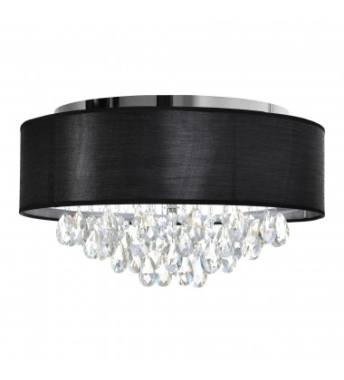  Dash 4 Light Drum Shade Flush Mount With Chrome Finish (5443C18C (Black)) - CWI
