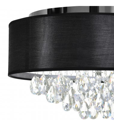  Dash 4 Light Drum Shade Flush Mount With Chrome Finish (5443C18C (Black)) - CWI