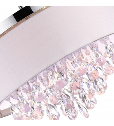 Dash 4 Light Drum Shade Flush Mount With Chrome Finish (5443C18C (Off White)) - CWI