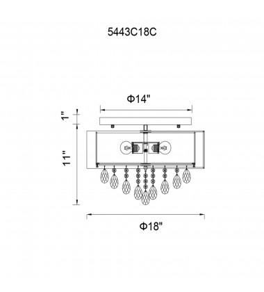  Dash 4 Light Drum Shade Flush Mount With Chrome Finish (5443C18C (Off White)) - CWI