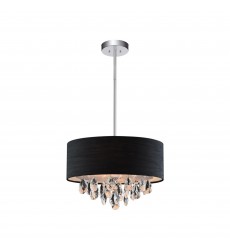  Dash 3 Light Drum Shade Chandelier With Chrome Finish (5443P14C (Black)) - CWI