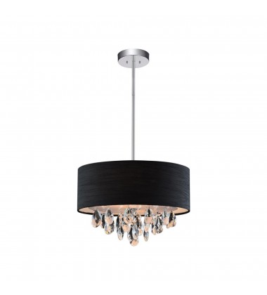 Dash 3 Light Drum Shade Chandelier With Chrome Finish (5443P14C (Black)) - CWI