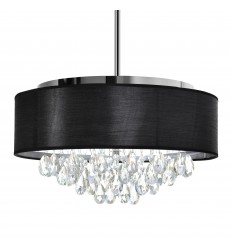  Dash 4 Light Drum Shade Chandelier With Chrome Finish (5443P18C (Black)) - CWI